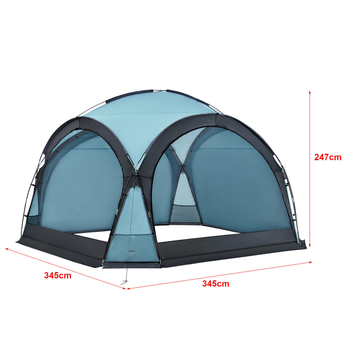 PAVILLON Grästorp - Dunkelgrau/Hellblau, Textil (345/247/345cm) - pro.tec