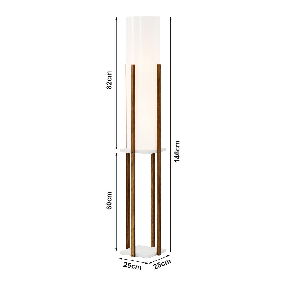 STEHLEUCHTE Gisborne - Walnussfarben, Holzwerkstoff (25/25/146cm) - lux.pro