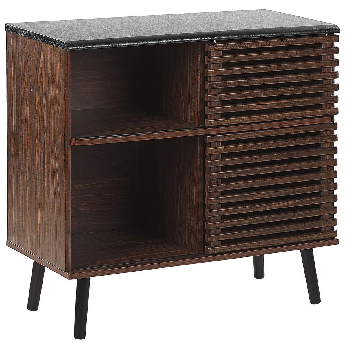 SIDEBOARD Dunkler Holzfarbton Perth - Dunkelbraun/Schwarz, Holzwerkstoff (80/80/40cm) - Beliani
