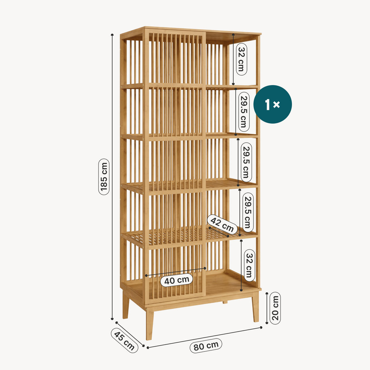 GARDEROBENSCHRANK - Naturfarben, Holz (160/185/45cm) - [en.casa]