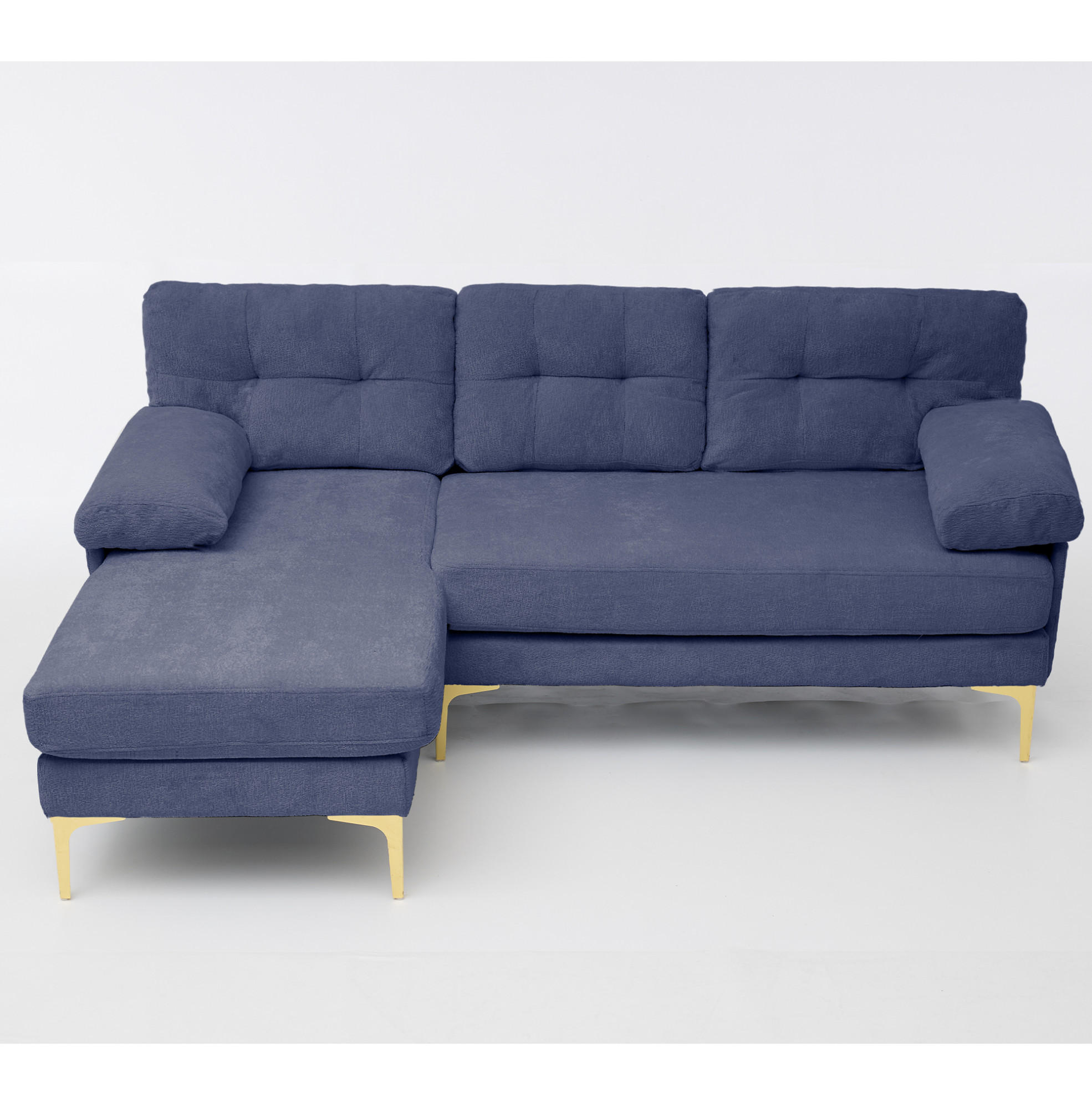 ECKSOFA 187,5/130/79 cm blau aus Holz mit Chenille - Blau, Holz (130/187.5cm) - OKWISH