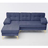 ECKSOFA 187,5/130/79 cm blau aus Holz mit Chenille - Blau, Holz (130/187.5cm) - OKWISH