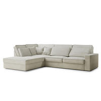 ECKSOFA Kirou Creme Chenille-Stoff - Links Seite - Creme/Schwarz, Holz/Holzwerkstoff (225/311cm) - Maison de Reve