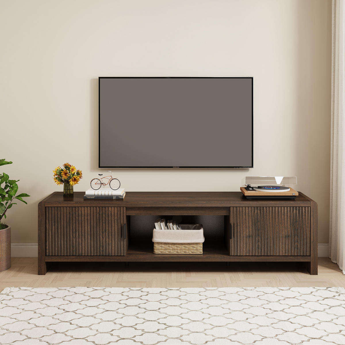 FERNSEHSCHRANK Lukkodso - Walnussfarben, Holzwerkstoff (150/40/40cm) - [en.casa]