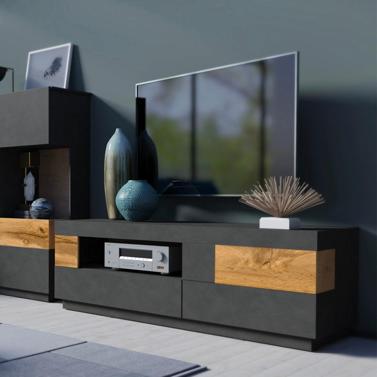 TV OMARICA Andrea Antracitno siva in les - siva, leseni material (160/54/50cm) - Petits-meubles
