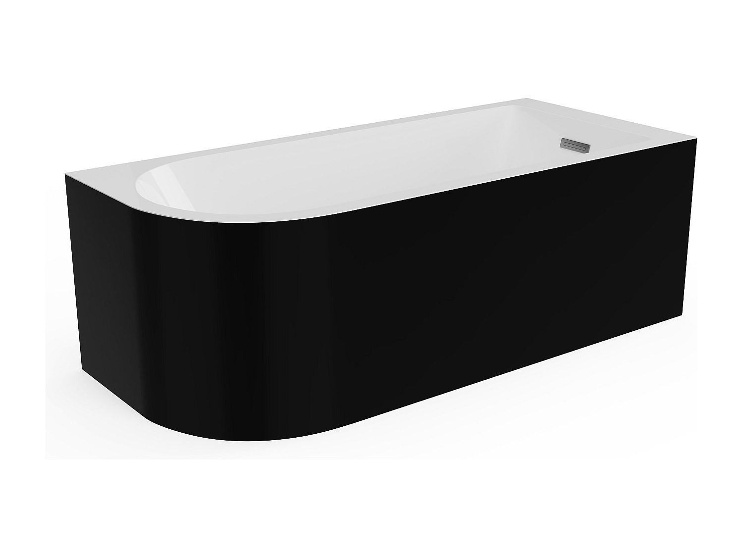 ECKBADEWANNE - 240 L - 170 x 75 x 58 cm - Schwarz glänzend - Ecke rechts - ANIKA - Schwarz, Kunststoff (170/58/75cm) - Vente-Unique