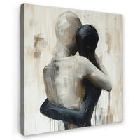LEINWANDBILD Abstrakt - Liebe - Schwarz und weiß - Modern 50x50 cm - Schwarz, Textil (50/50cm) - MuchoWow