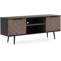 LOWBOARD Parini mit 2 Türen, mit Metallbeine, Graphitschwarz/Captains Deck - Eichefarben, Holzwerkstoff/Metall (150/60/41cm) - Beautysofa