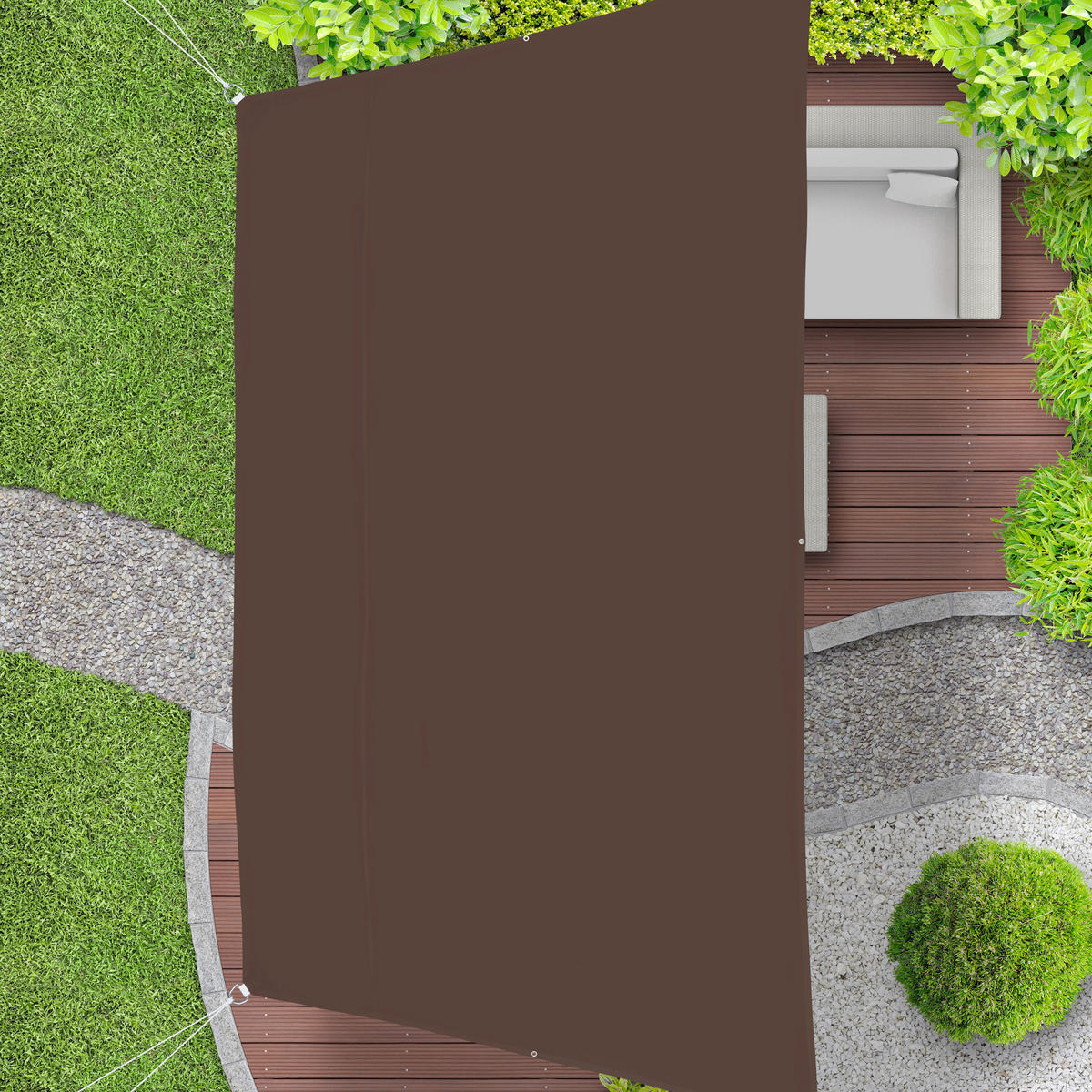 SONNENSEGEL - Braun, Textil/Metall (550/400cm) - Relaxdays