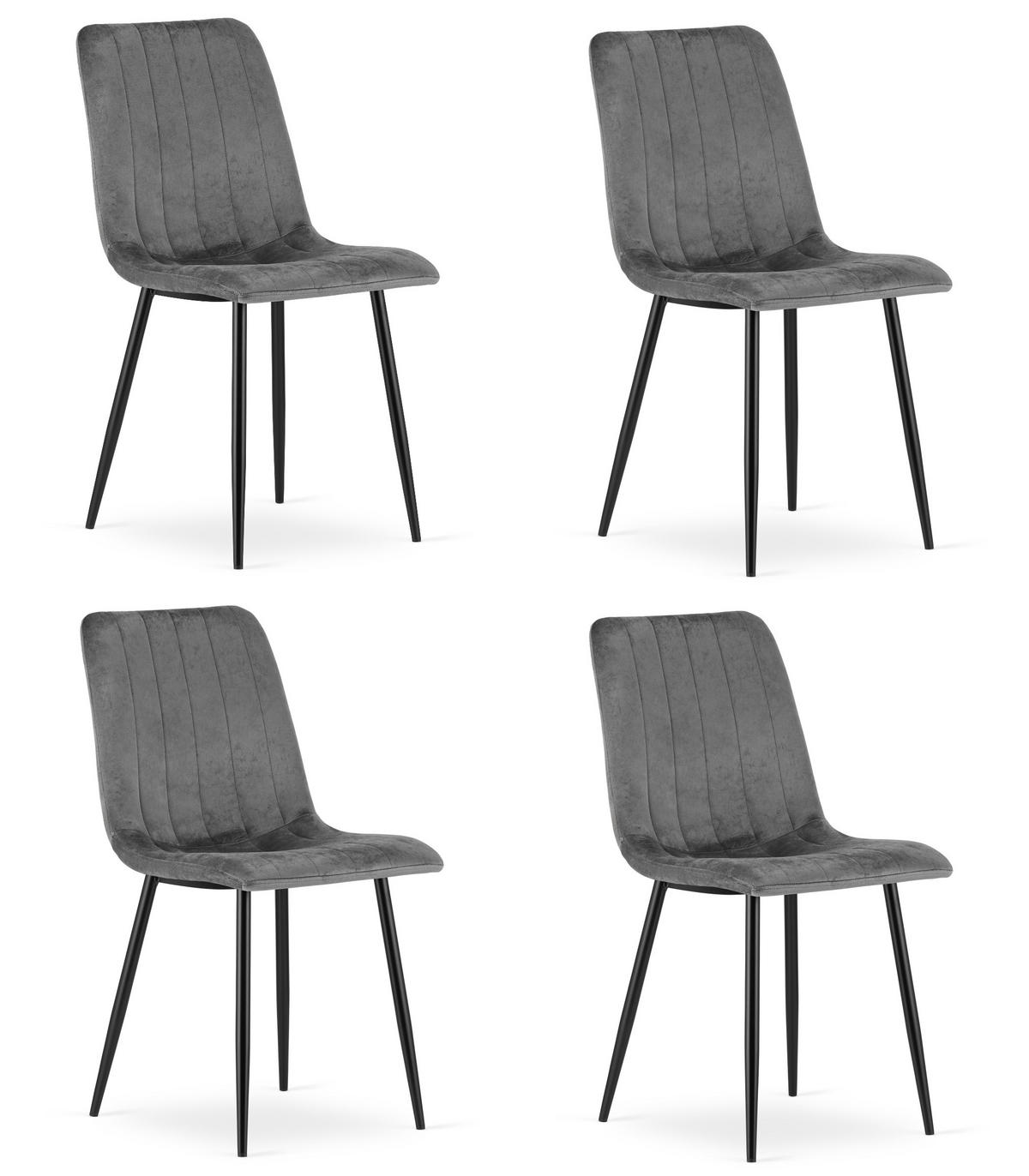 ESSZIMMERSTUHL 4-er Set JEWA Dunkelgrauer Sitz - Dunkelgrau, Textil (43/90/51cm) - Valora