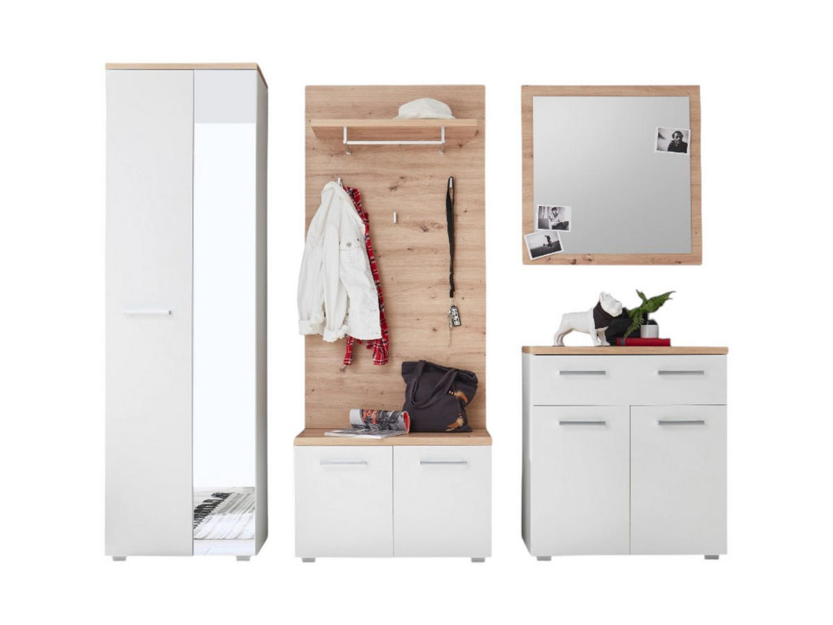 GARDEROBE 5-teilig in 256/198/38 cm - Weiß, Holz (256/198/38cm) - moebel dich auf