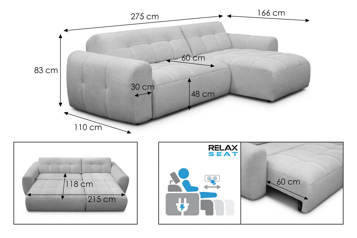 ECKSOFA LUMERO 4-Sitzer RECHTS, olive - Schwarz/Olivgrün, Holz/Textil (275/166cm) - Courtois Laville