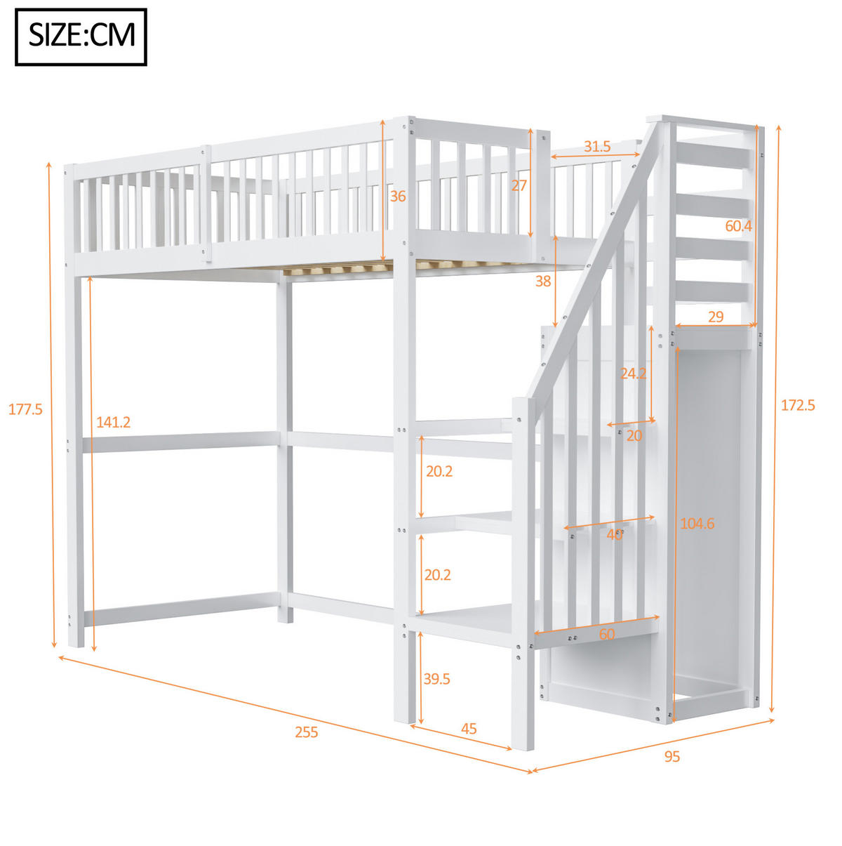 HOCHBETT 90/200 cm Weiß aus Holz mit Treppe - Weiß, Holz (90/200cm) - OKMYHOME