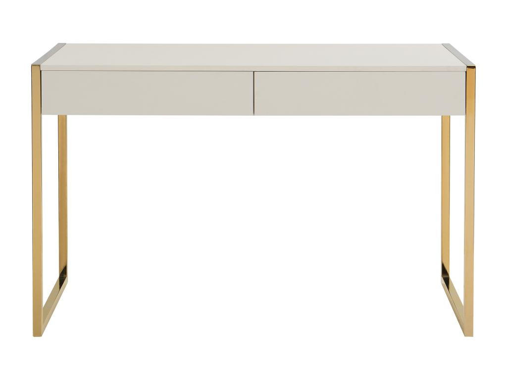 SCHREIBTISCH mit 2 Schubladen - MDF & Metall - Beige & Goldfarben - MASON - Beige, Holz (120/60/75cm) - Pascal Morabito