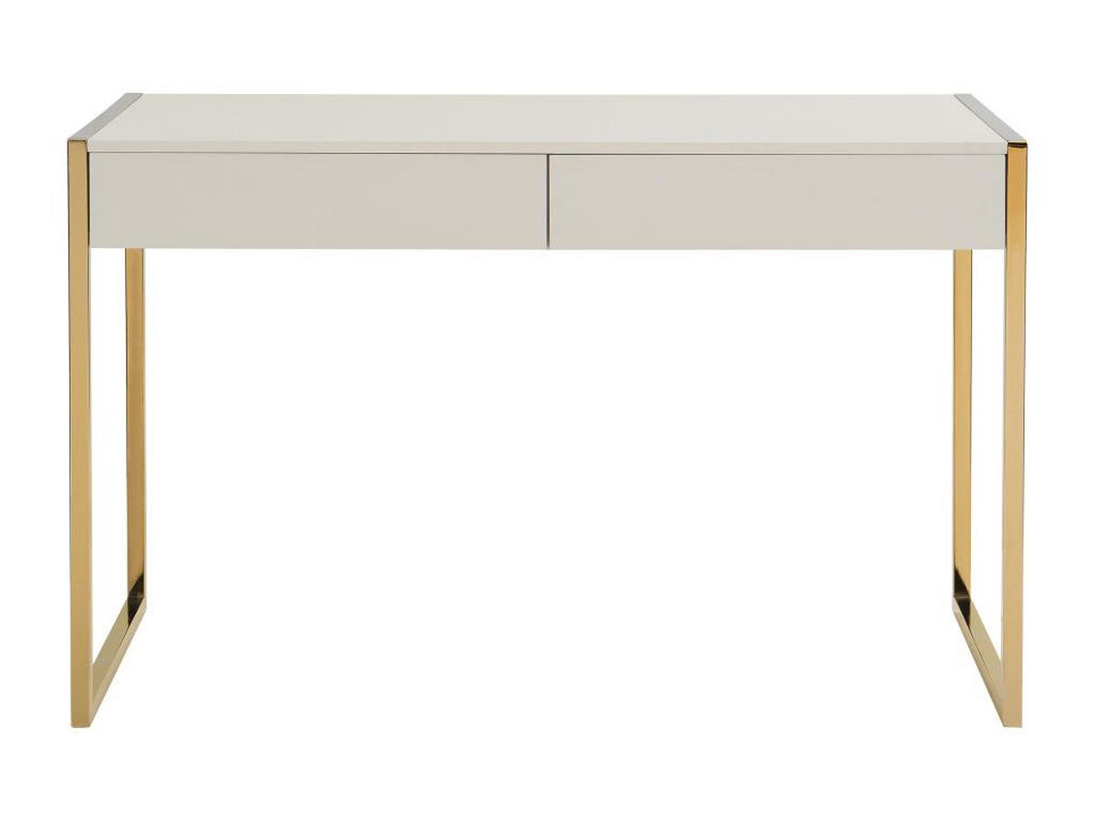 SCHREIBTISCH mit 2 Schubladen - MDF & Metall - Beige & Goldfarben - MASON - Beige, Holz (120/60/75cm) - Pascal Morabito