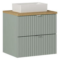 WASCHTISCHKOMBI 50 cm 3 Teile - Line Reed Green L BM83 in Schilfgrün/ Evoke Eiche - Eiche Artisan/Grün, Holz (50/57/40cm)