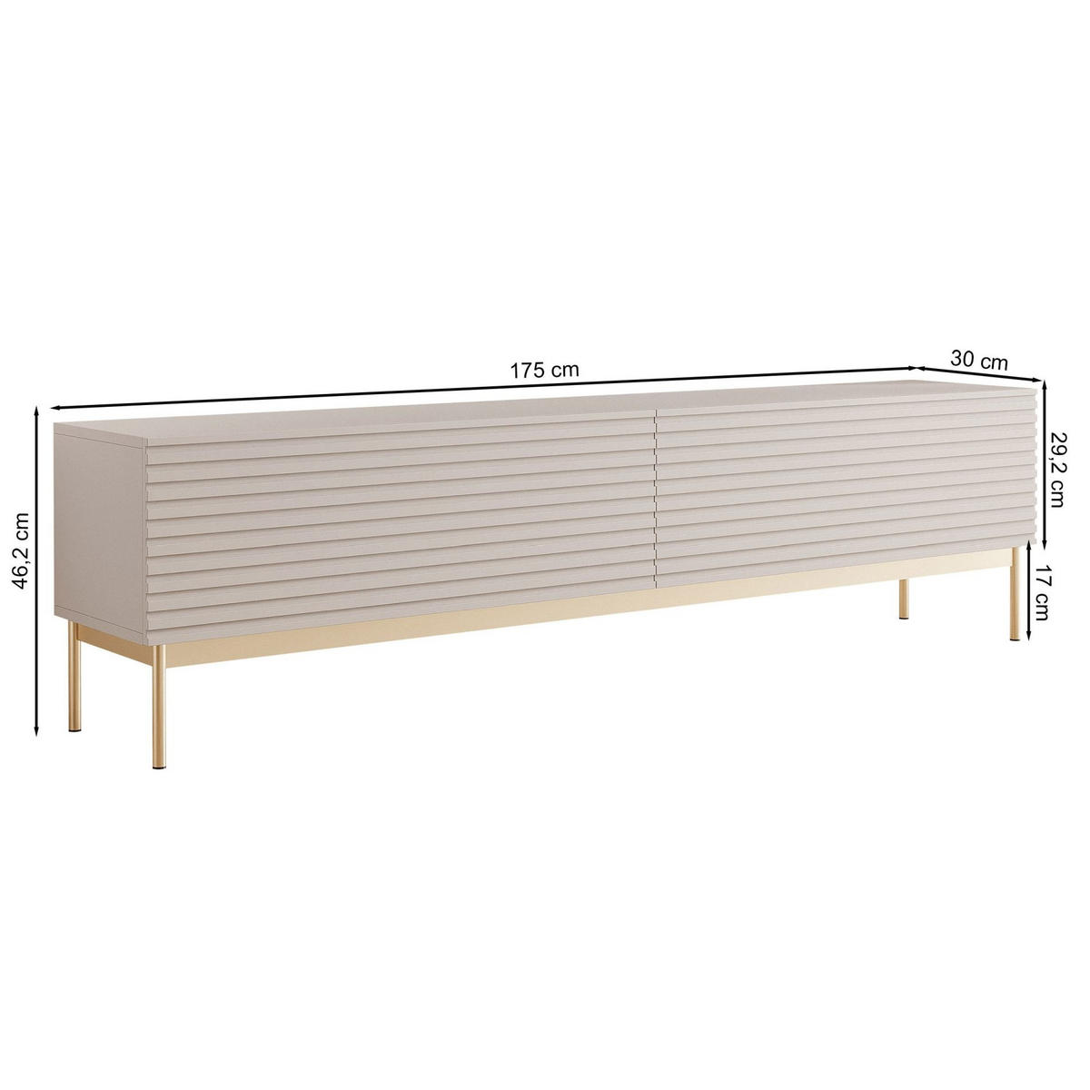 TV-LOWBOARD Linearis Kaschmirgrau 175 cm - Taupe/Goldfarben, Holzwerkstoff/Metall (175/46.2/30cm) - Selsey