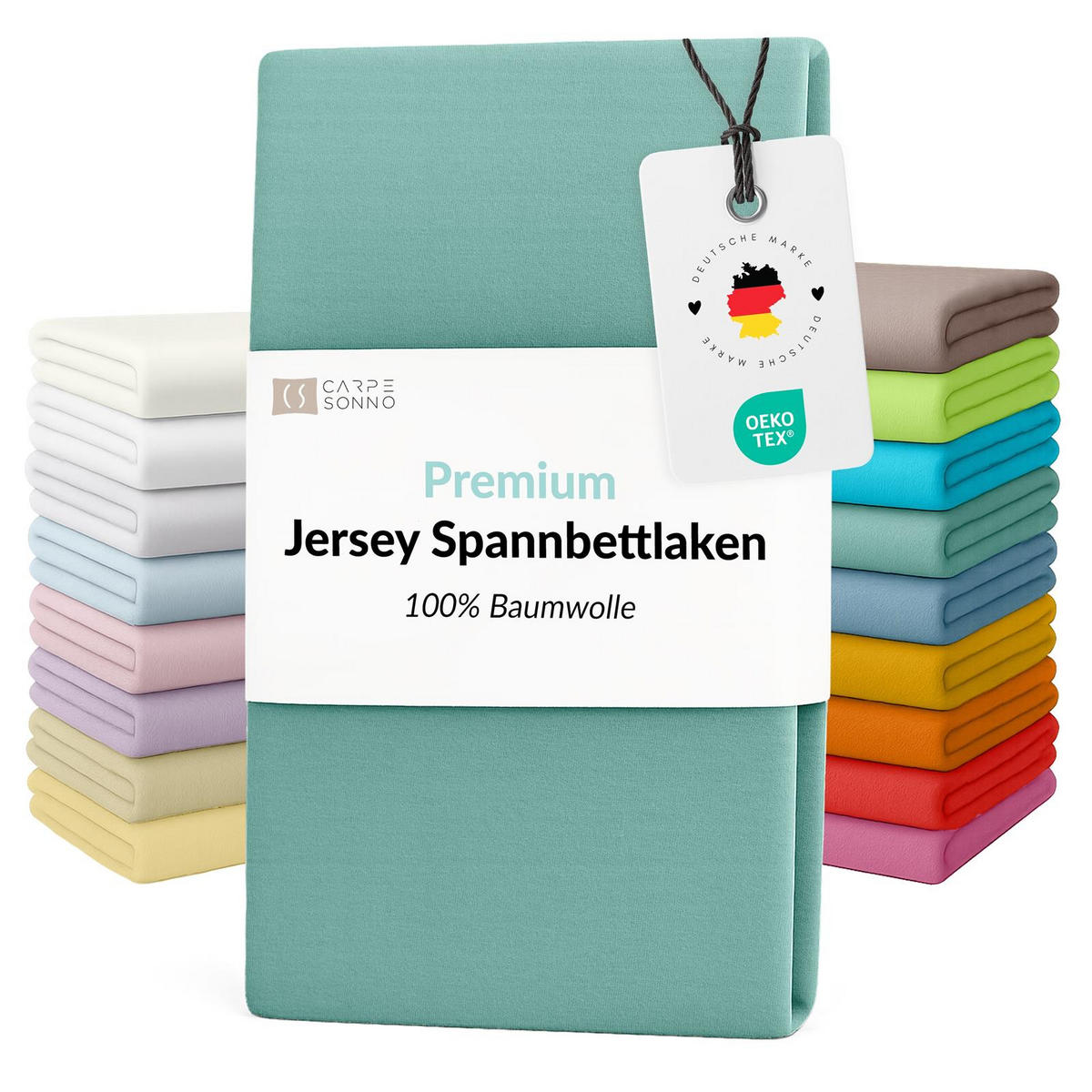 JERSEY-SPANNBETTLAKEN 90x200 - 100x200 Feine Bettlaken aus 100% Baumwolle, Spannbetttuch Laken Uni Aqua - Mintgrün, Textil (100/200cm) - Carpe Sonno