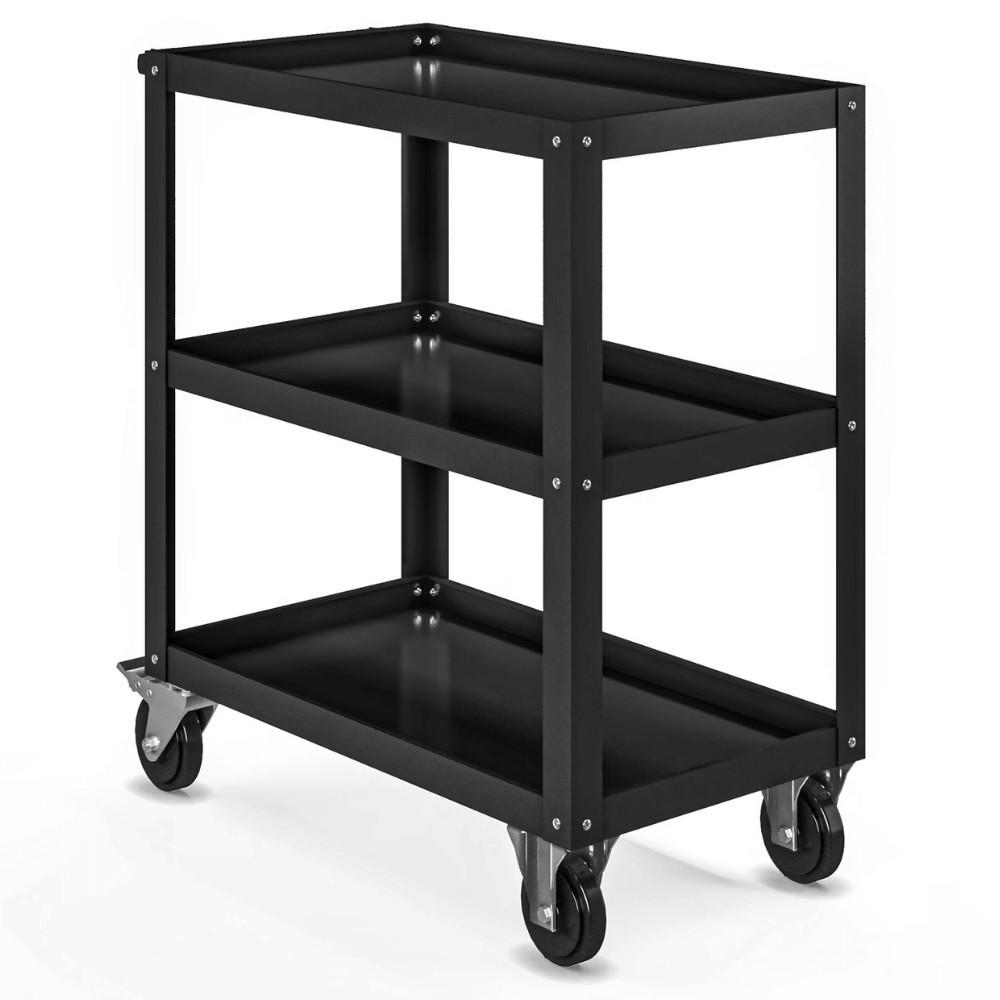 TISCHWAGEN mit Rollen Werkstattwagen AGUS 81,6x70x40cm Schwarz - Schwarz, Metall (70/81.6/40cm) - DELUKE