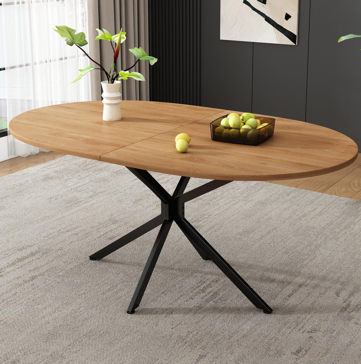 ESSTISCH 120/80/75,5 cm in Natur mit Kreuzbeinen für 4–6 Personen - Naturfarben, Holzwerkstoff (80/120/75.5cm) - BEAOK