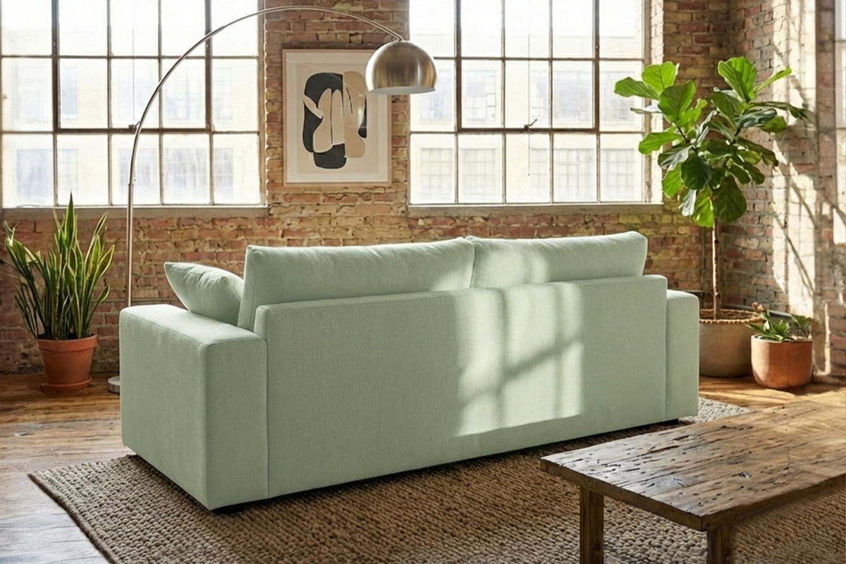 SOFA AMINA Grün Flachgewebe - Schwarz/Grün, Buchenholz/Textil (228/82/101cm) - KAWOLA