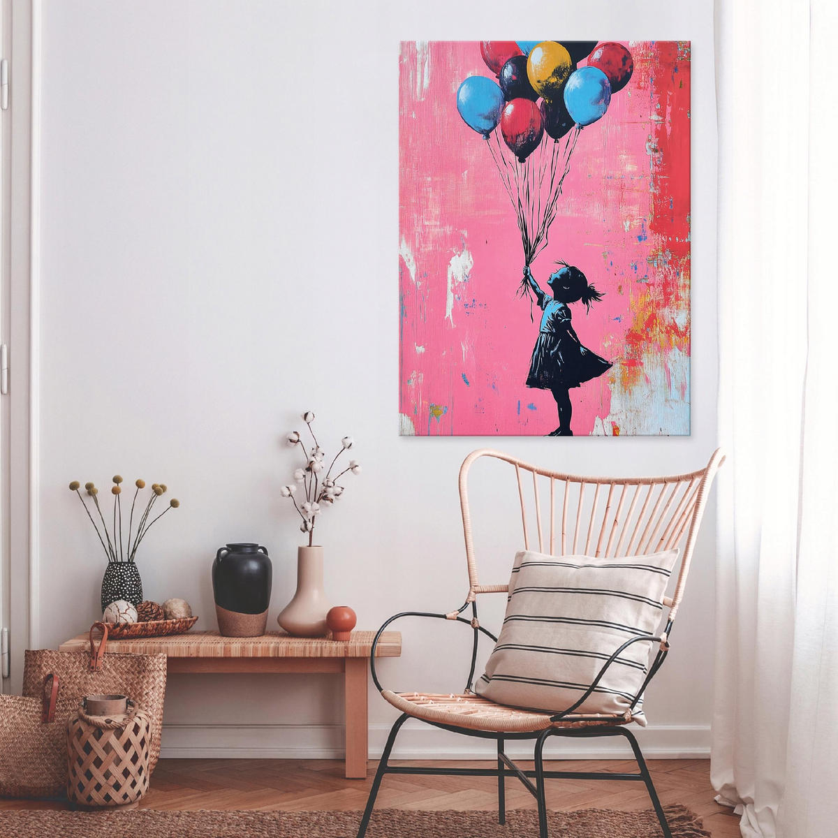 WANDBILD Abstrakt Banksy Modern Deko Wohnzimmer 120x80 - Multicolor, Holzwerkstoff (80/120cm) - Wallarena