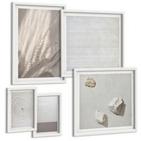 BILDER SET 5er Set - 50x50 cm & 20x30 cm & 40x60 cm Weißer Rahmen - Zarte Boho-Texturen der Natur - Weiß, Kunststoff (40/60cm) - TULUP