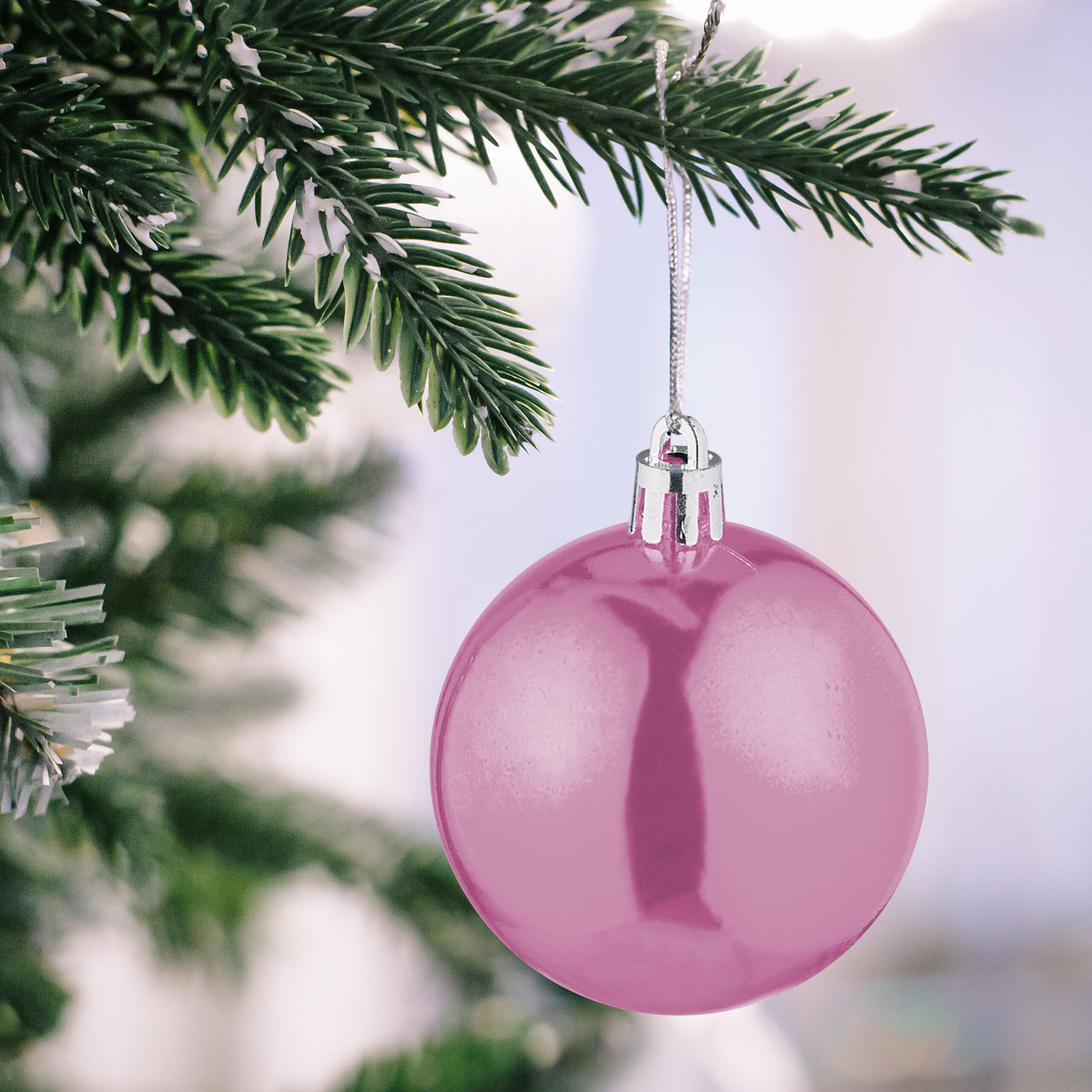 50XWEIHNACHTSKUGELN - Rosa, Kunststoff (6/7/6cm) - Relaxdays