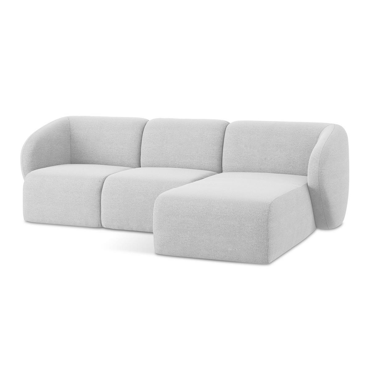 ECKSOFA Rechts Bouclé Stoff Grau - Silberfarben/Schwarz, Holzwerkstoff/Kunststoff (248/166cm) - LaMiaSofa