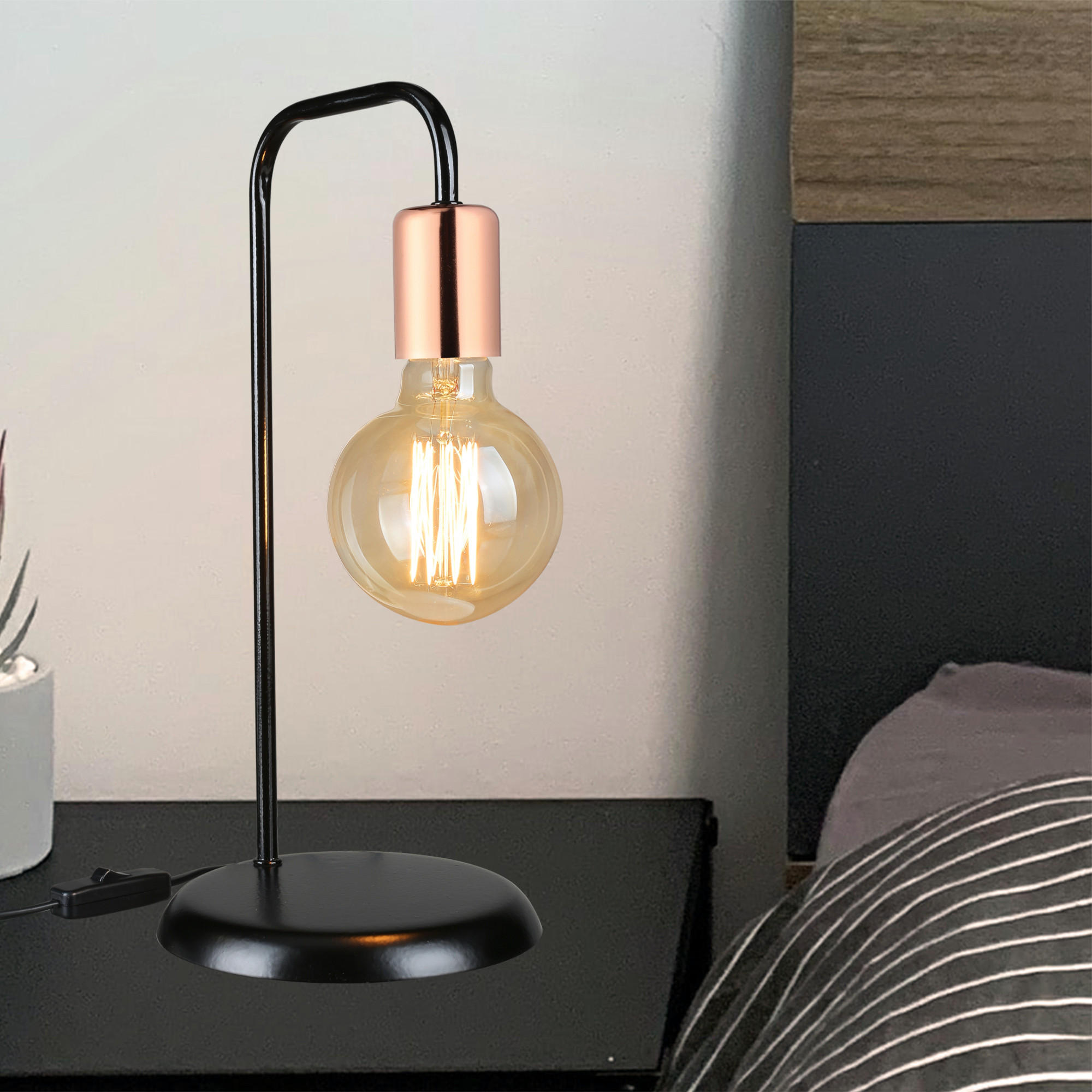 TISCHLEUCHTE Lancaster - Kupferfarben, Metall (17/17/36cm) - lux.pro