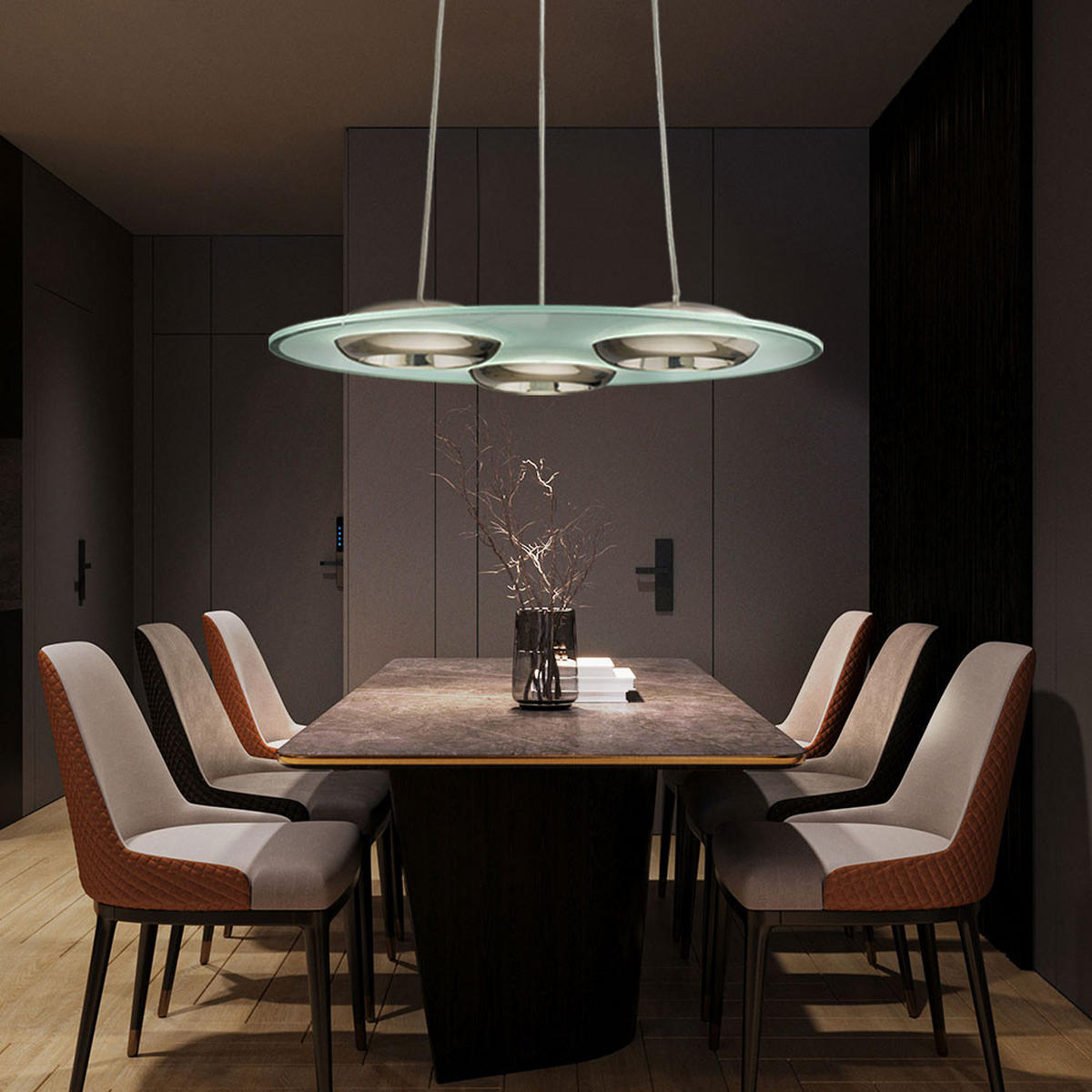 LED HÄNGELEUCHTE BOOTES Silber Glas - Silberfarben, Glas (48/48/110cm)