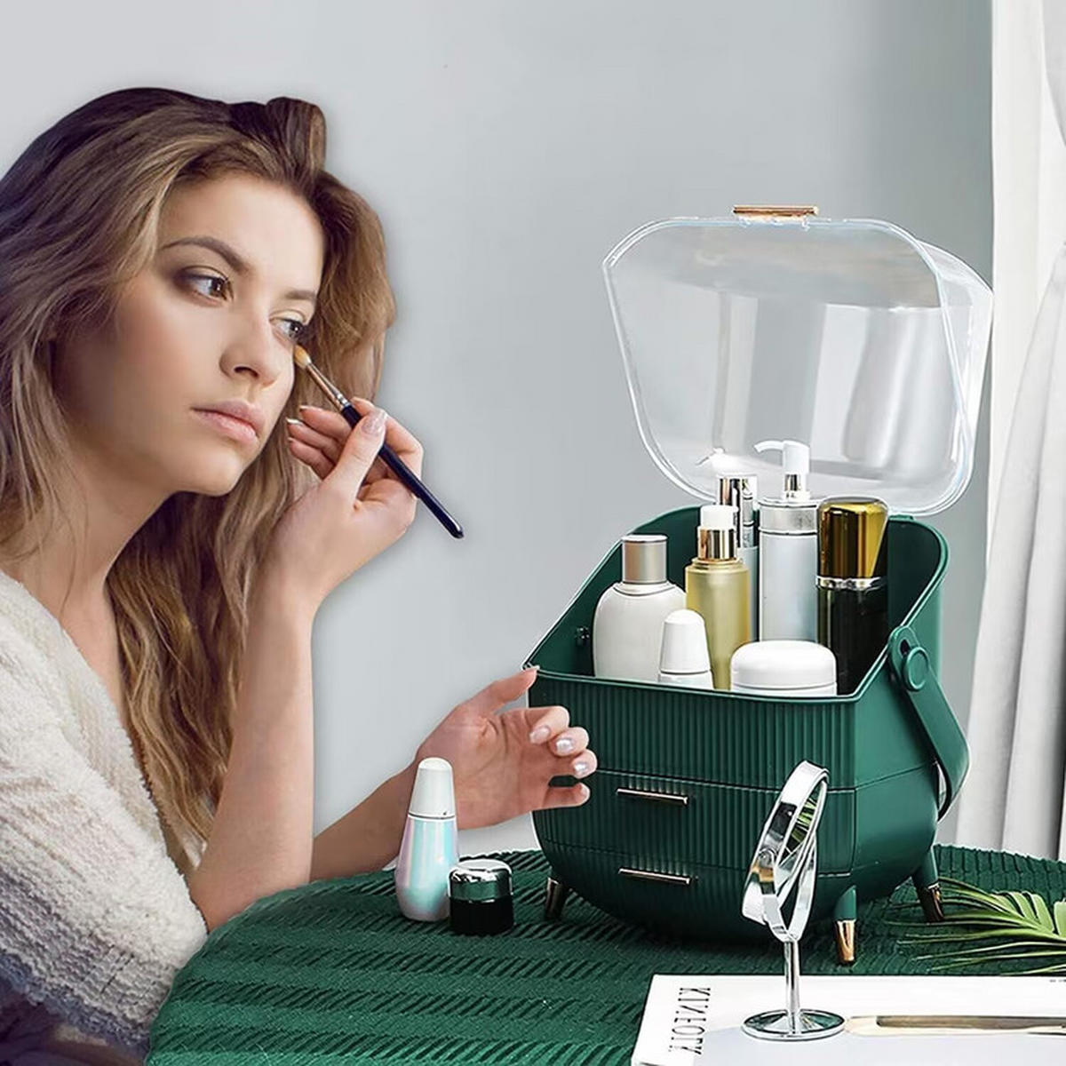 KOSMETIKORGANIZER Carroll Ⅲ 26/16/38 cm - Dunkelgrün, Kunststoff (16/38/26cm) - Nettlife