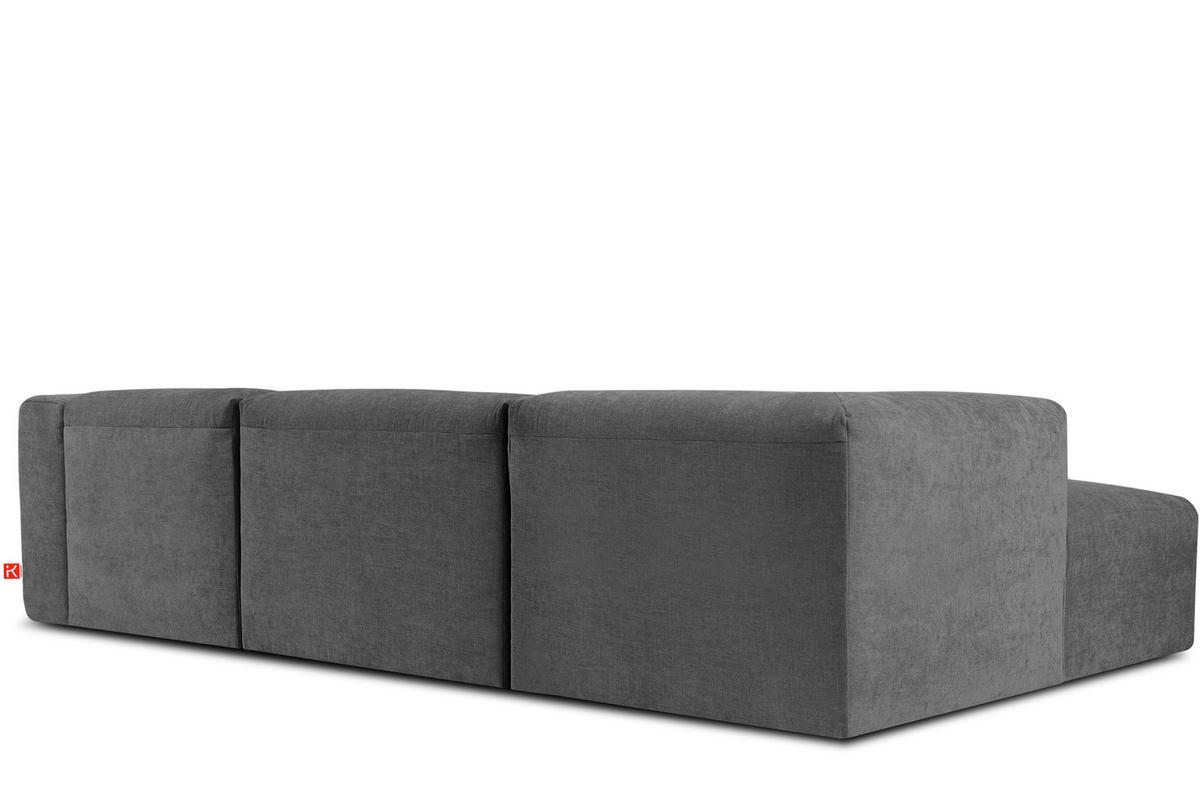 ECKMODULSOFA-LINKS BUFFO mit extrem weicher und bequemer Sitzfläche, Gewebestoff, aschfahl - Grau, Textil (297/180cm) - KONSIMO®