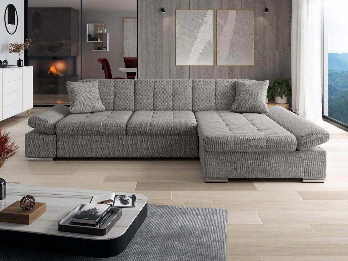 ECKSOFA Malwi, Seite: Rechts - Grau, Holz/Textil (278/161cm) - MIRJAN24