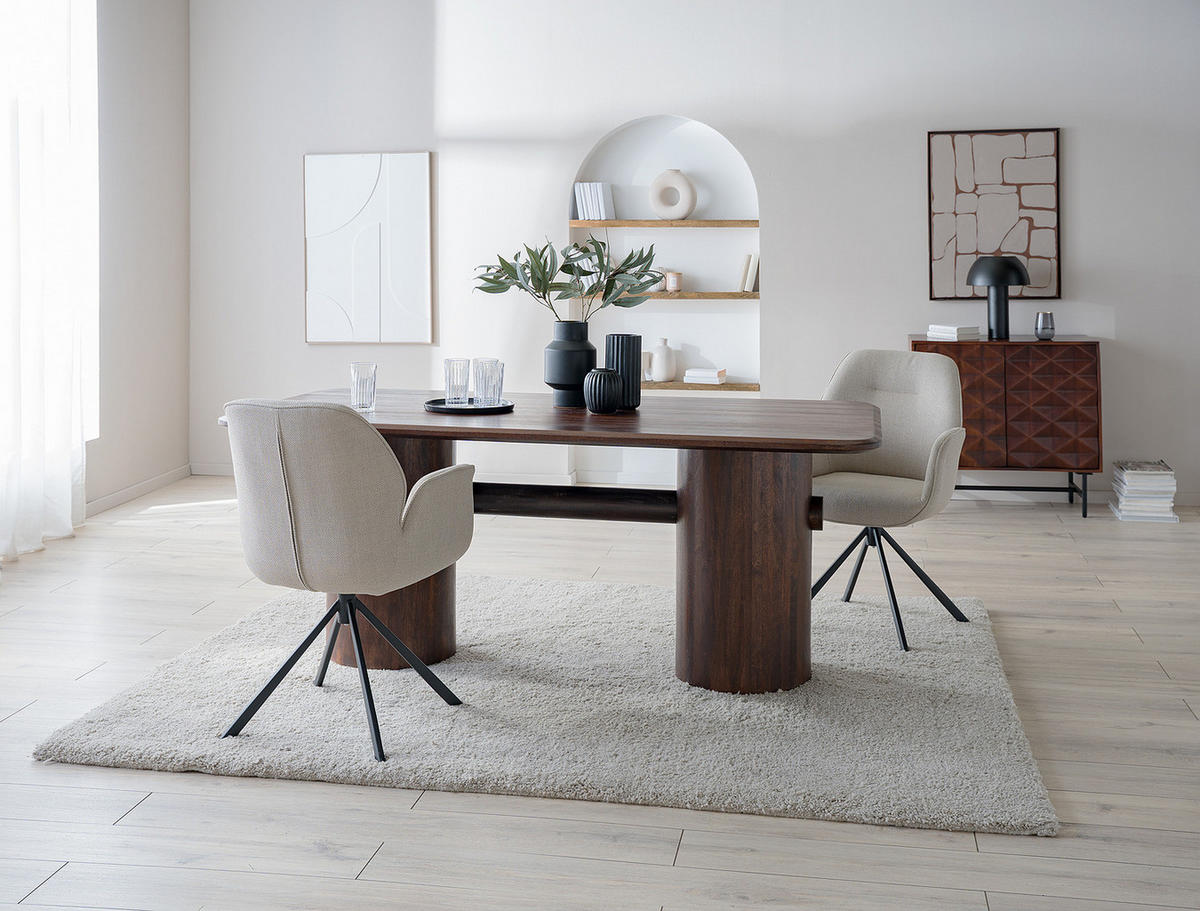 ESSTISCH - Mango massiv - Mango Braun - Braun, Holz (100/190/76cm) - home24