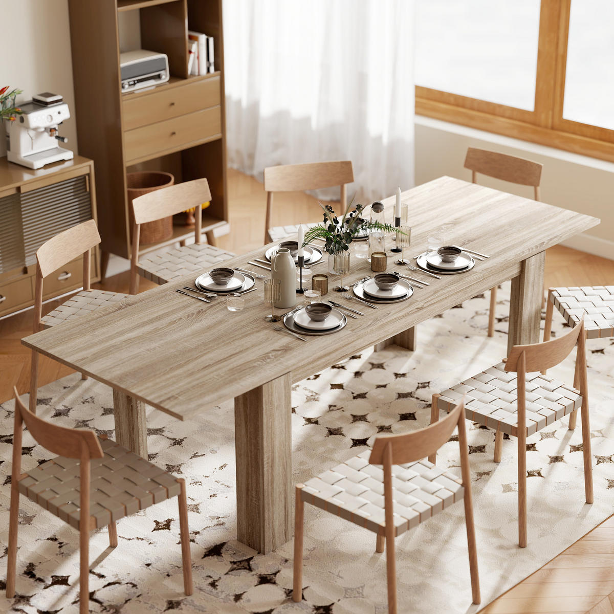 ESSTISCH ausziehbar 180-260 x 90 cm Küchentisch für 8-10 Personen, Eiche - Eichefarben, Holzwerkstoff (260/90/76.6cm) - HOMCOM