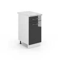 KÜCHENUNTERSCHRANK Fame-Line Anthrazit Hochglanz 40 cm, AP Marmor - Schwarz Hochglanz/Anthrazit, Holzwerkstoff (40/82/60cm) - Vicco