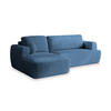 ECKSOFA SENTI P L-S Blau Kordstoff mit Schlaffunktion - Blau, Holz (246/148cm) - MASSENO