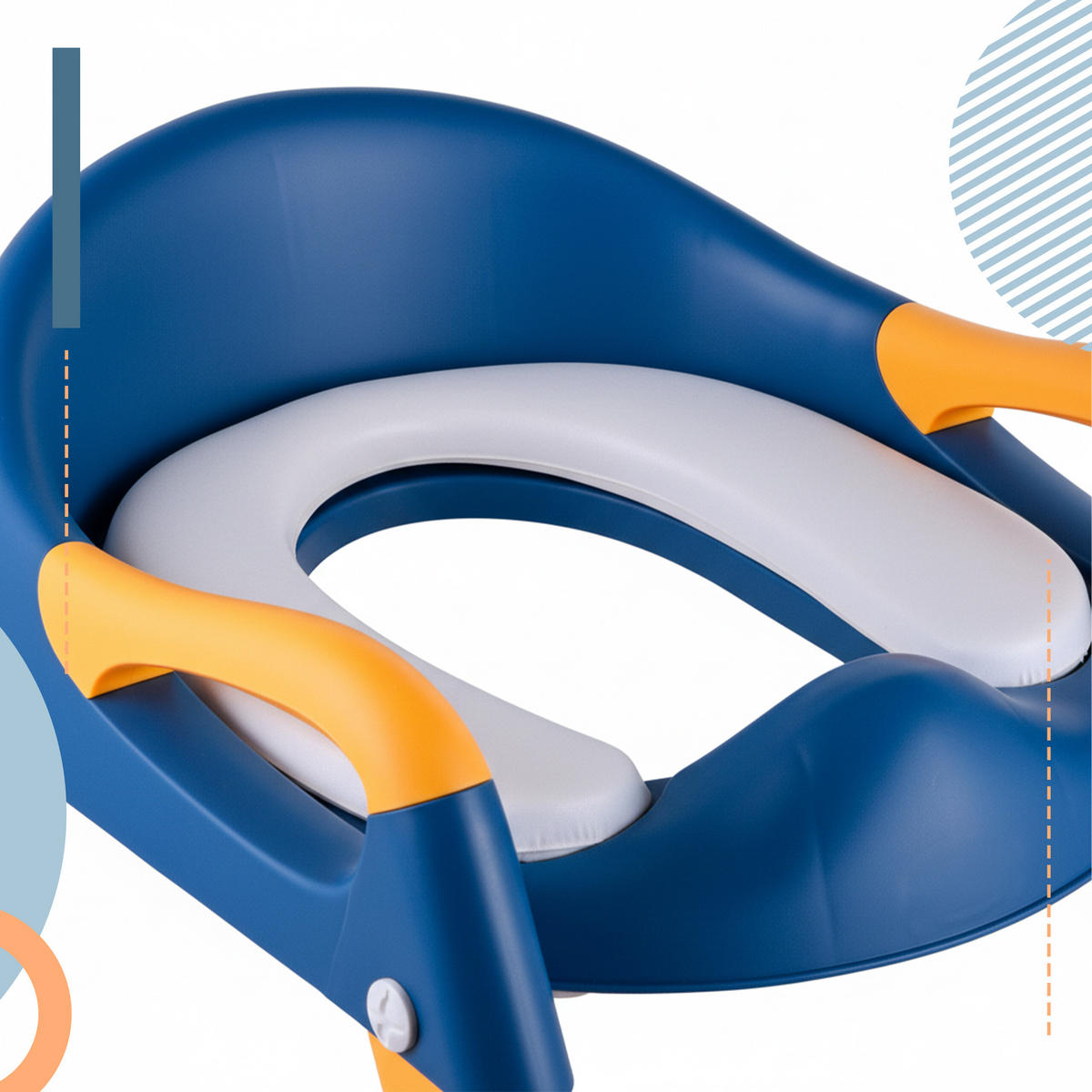 TOALETNÉ SEDADLO Modro-žlté s rebríkom výškovo nastaviteľné - viacfarebná, plast (35/55/44cm) - Relaxdays