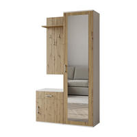 GARDEROBENSCHRANK Magnola Weiß Artisan Eiche 100/180,5/35 cm – Modern, mit Spiegel und viel Stauraum - Hellbraun/Weiß, Holzwerkstoff/Kunststoff (100/180.5/35cm) - AX Living