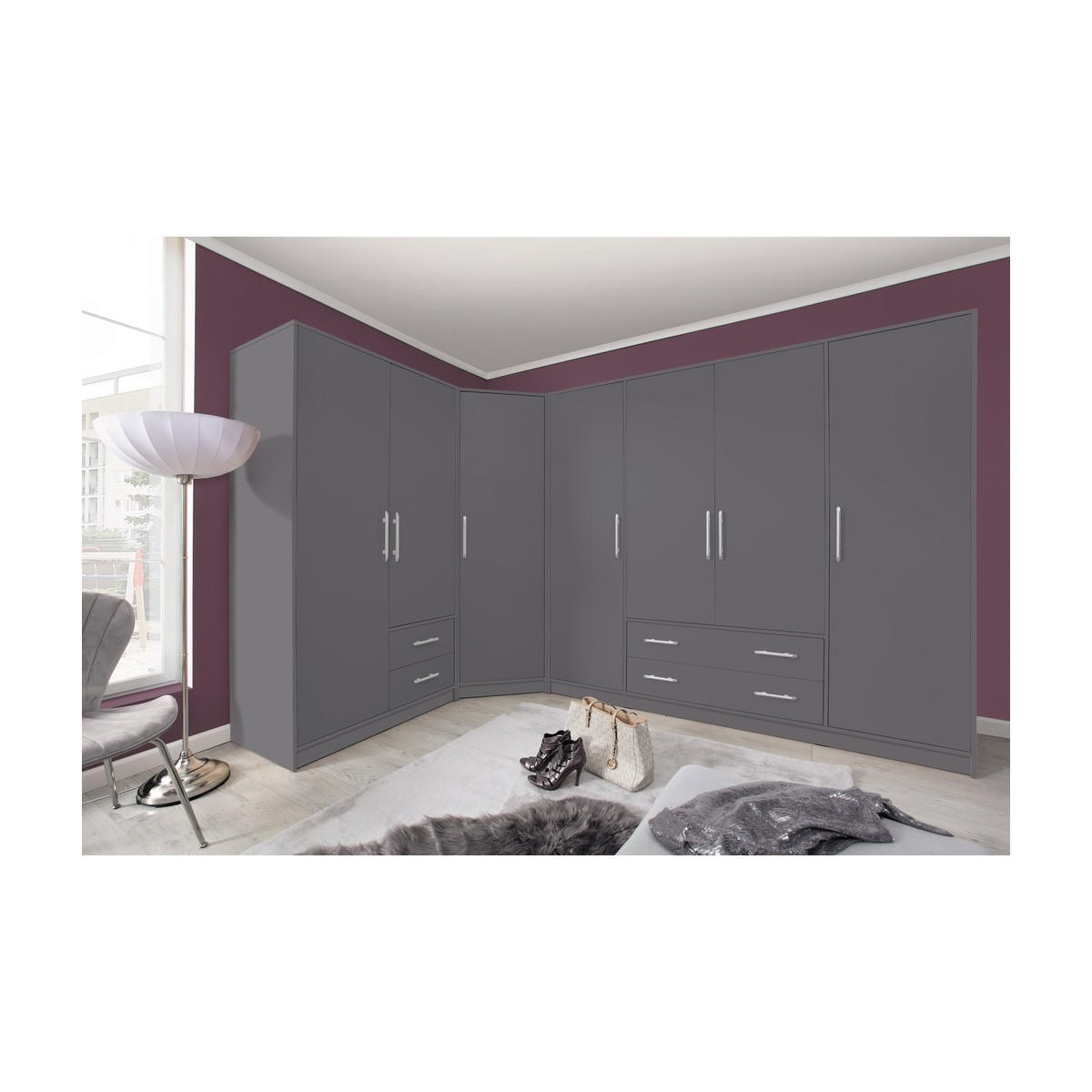 SCHLAFZIMMER Set 3-tlg. – SMART – Grau - Grau, Holzwerkstoff (200/190/56cm) - hi-markt