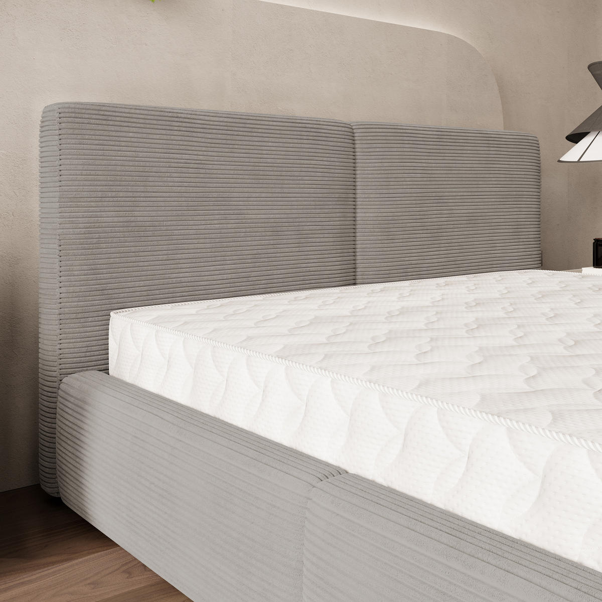 POLSTERBETT FELURO 160x200 cm mit Bettkästen - Hellgrau - Hellgrau, Holz (160/200cm) - MASSENO