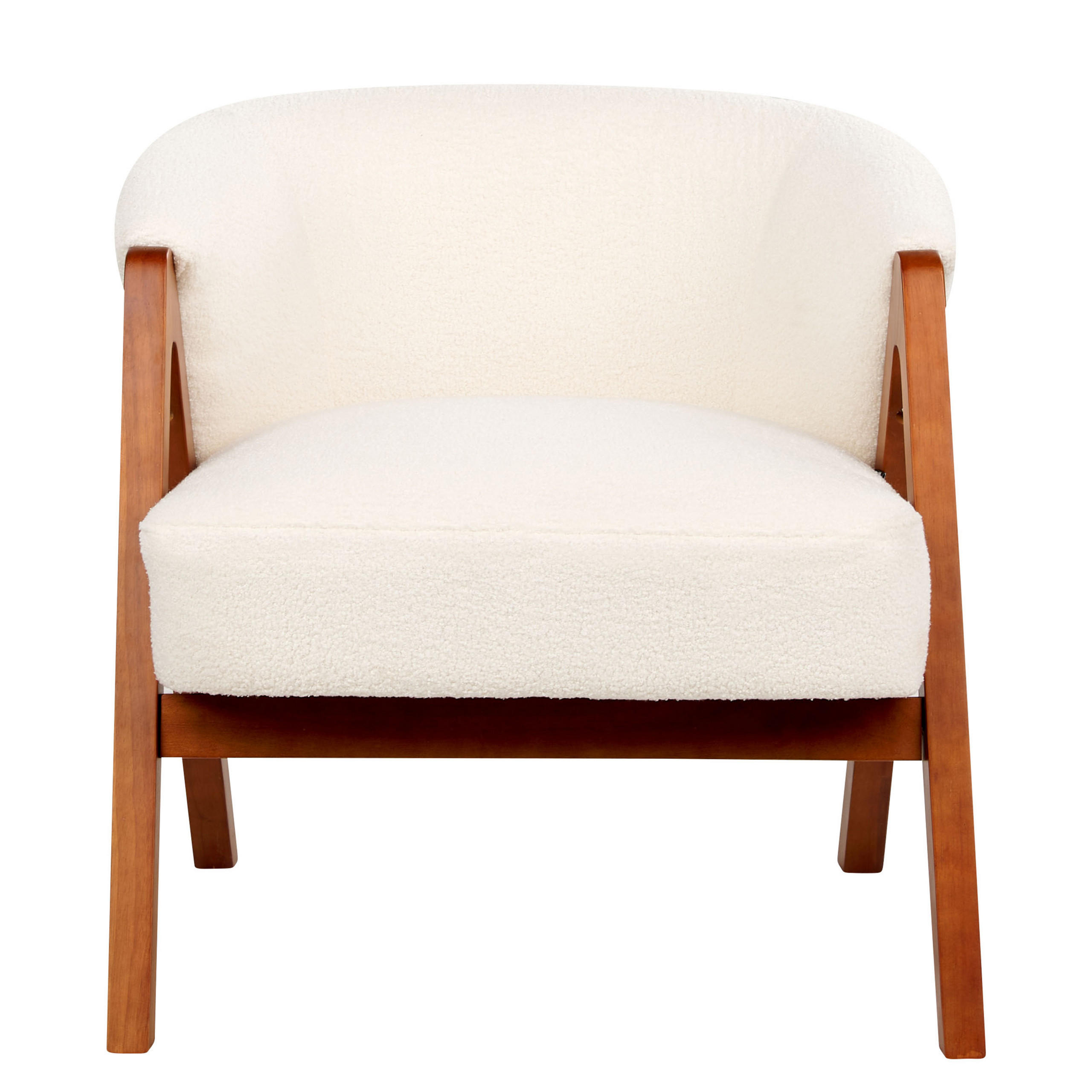 SEESEL Bouclé Weiß Skei - Dunkelbraun/Weiß, Textil (67/69/66cm) - Beliani