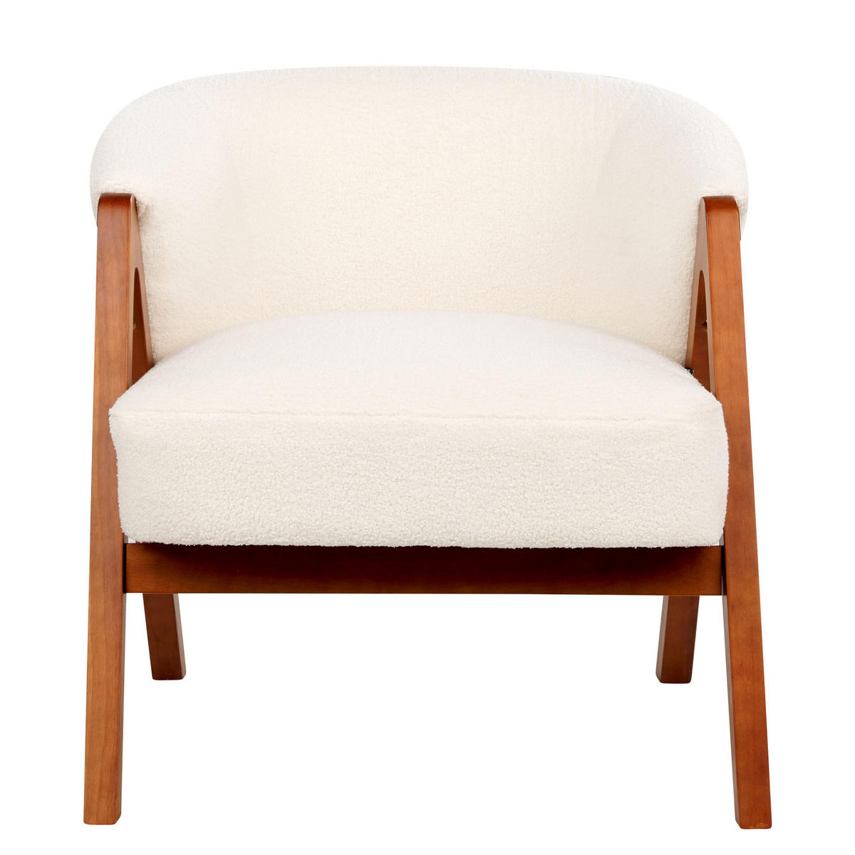 SEESEL Bouclé Weiß Skei - Dunkelbraun/Weiß, Textil (67/69/66cm) - Beliani