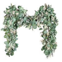 GIRLANDE Eukalyptus 2 m Grün mit Weißen Blumen - Grün, Kunststoff (10cm)