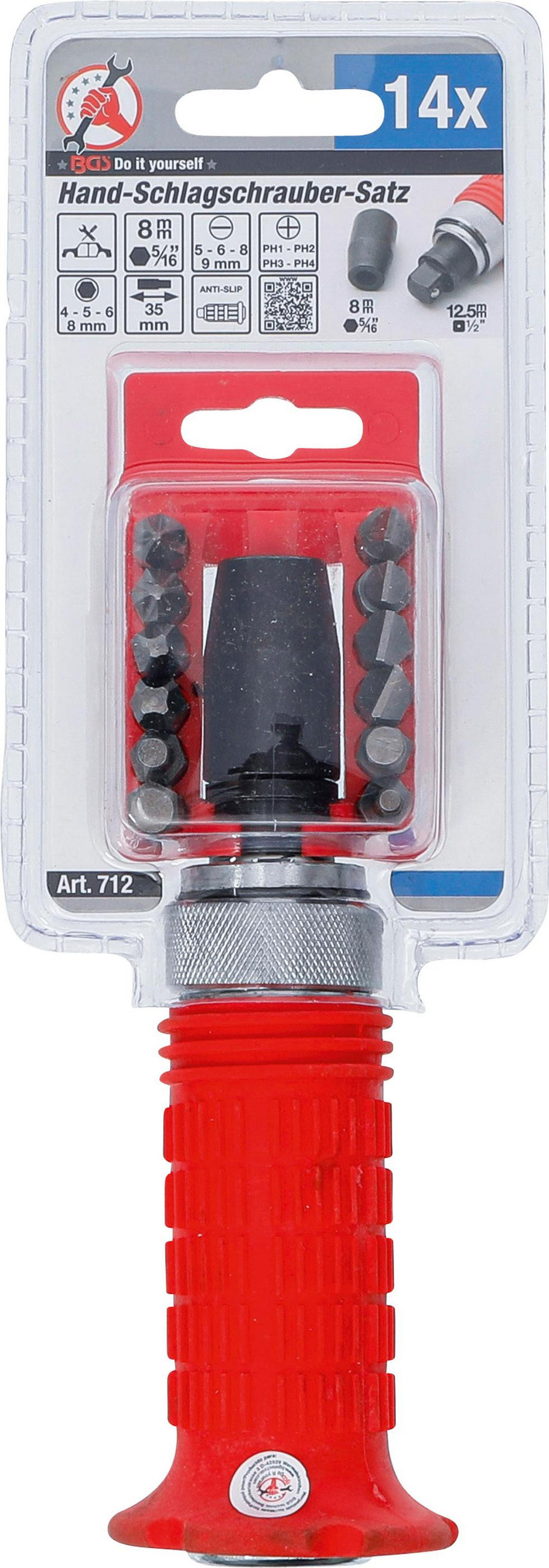 HAND-SCHLAGSCHRAUBER-SATZ INKL. BITS | ABTRIEB INNENSECHSKANT 12,5 MM - Multicolor, Kunststoff/Metall (1/1cm) - BGS technic