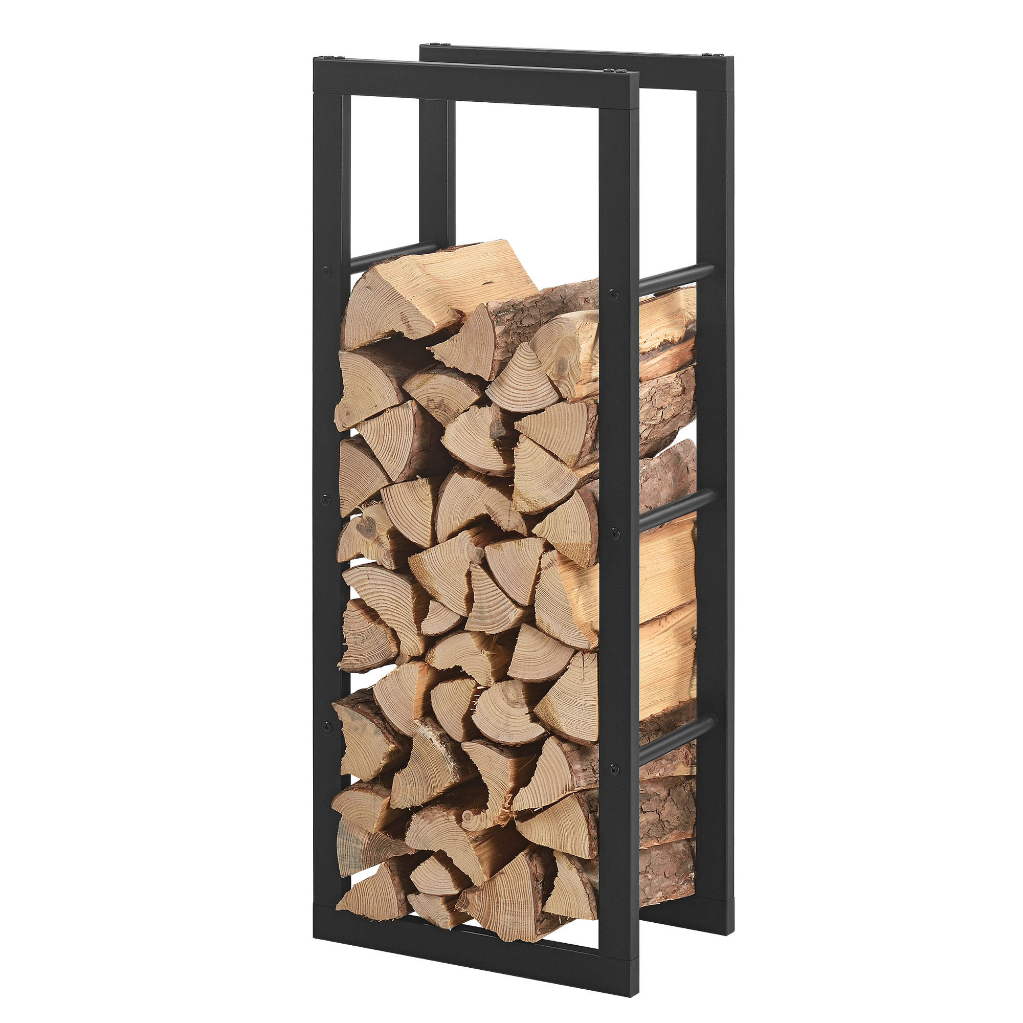 KAMINHOLZREGAL Täby - Schwarz, Metall (40/100/25cm) - [en.casa]