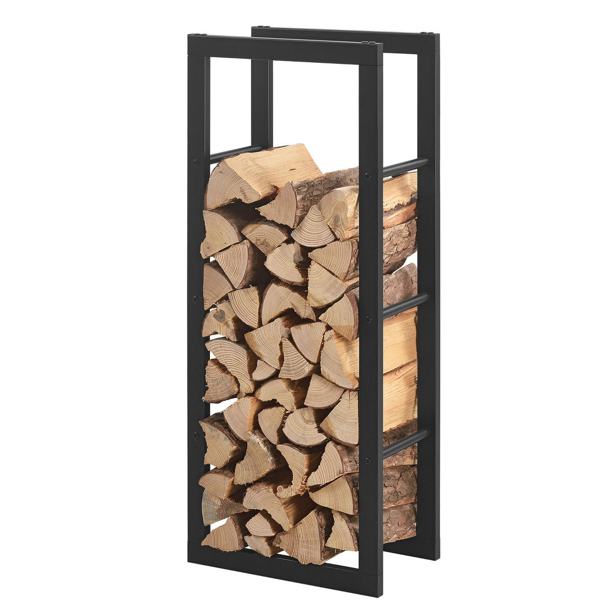 KAMINHOLZREGAL Täby - Schwarz, Metall (40/100/25cm) - [en.casa]