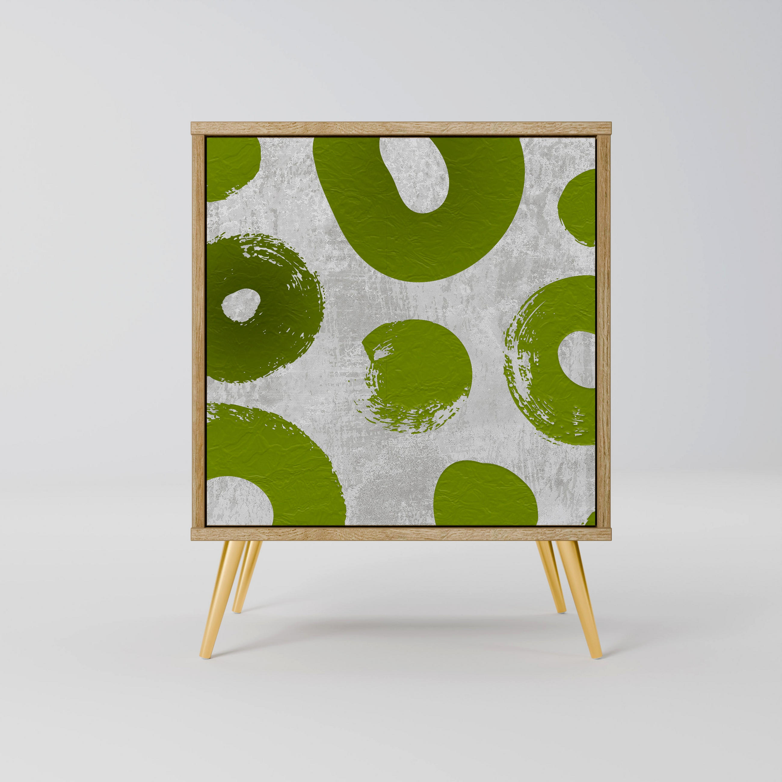 SIDEBOARD GREEN RHAPSODY, Eichefarben, 57,5x42x75,5 cm, Goldfarbene Metallfüße - Eichefarben/Goldfarben, Holzwerkstoff/Metall (57.5/75.5/42cm) - SpaceRebels