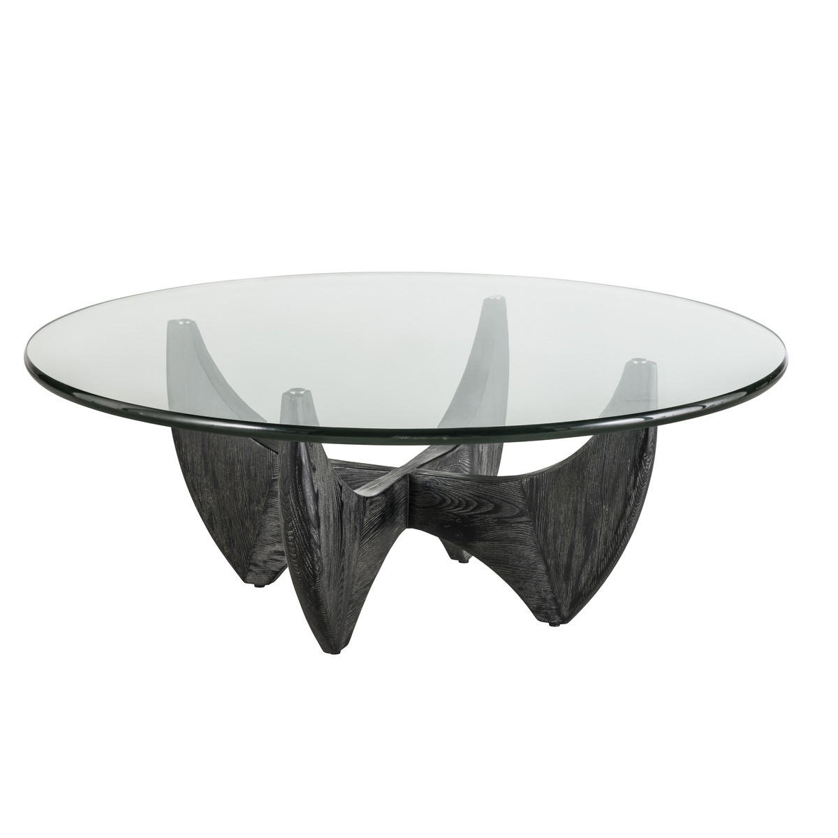 RUNDER Couchtisch aus massivem Eichenholz Ø100 cm – HARPER - Schwarz, Holz (110/100/35cm) - Signature